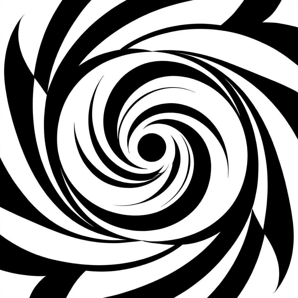 Minimalist Black & White Spiral Tattoo Design