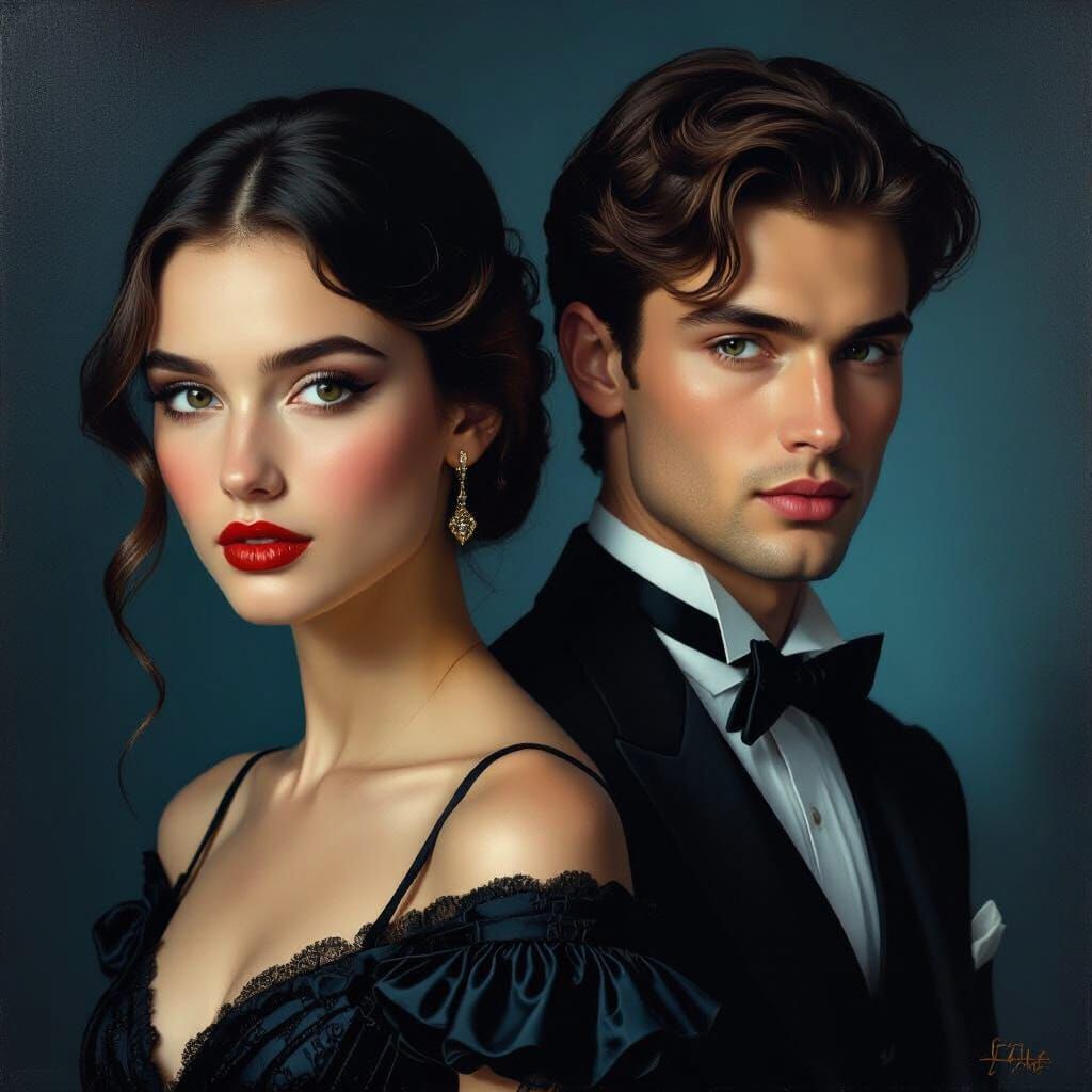 Striking Dark Effect Portrait of Man and Woman