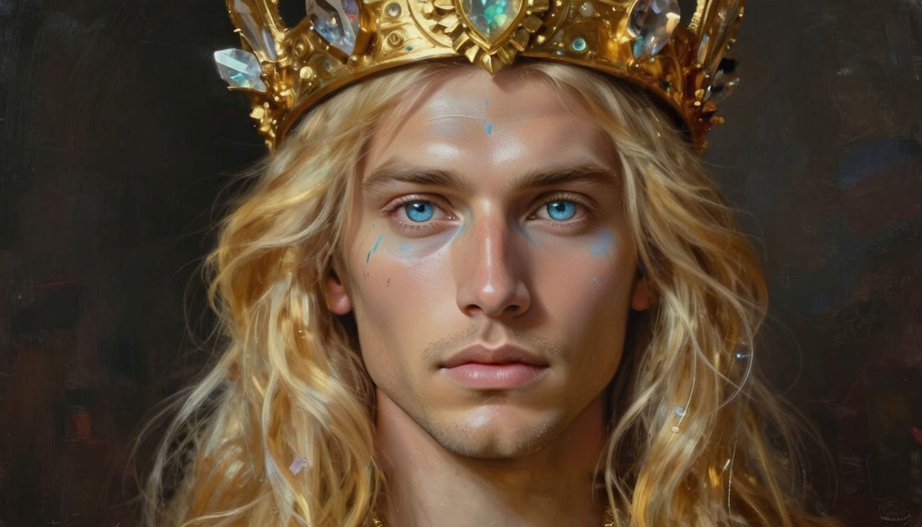 Golden King With Crystal Eyes and Opal Skin