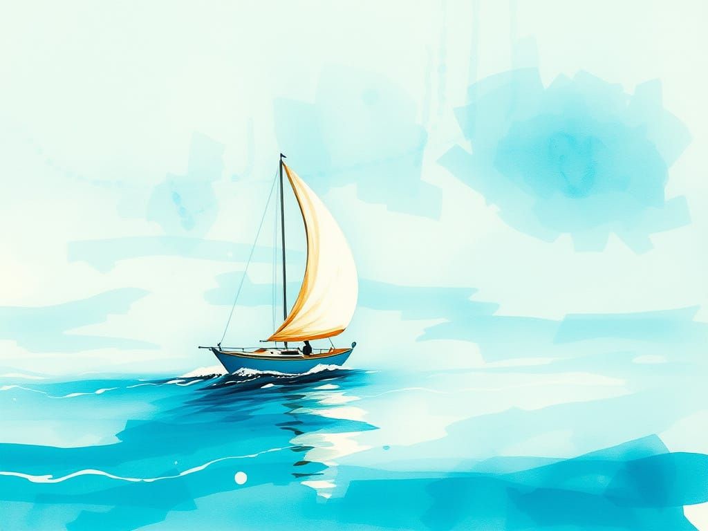 Ethereal Sailboat in Whimsical, Dreamlike Scene
