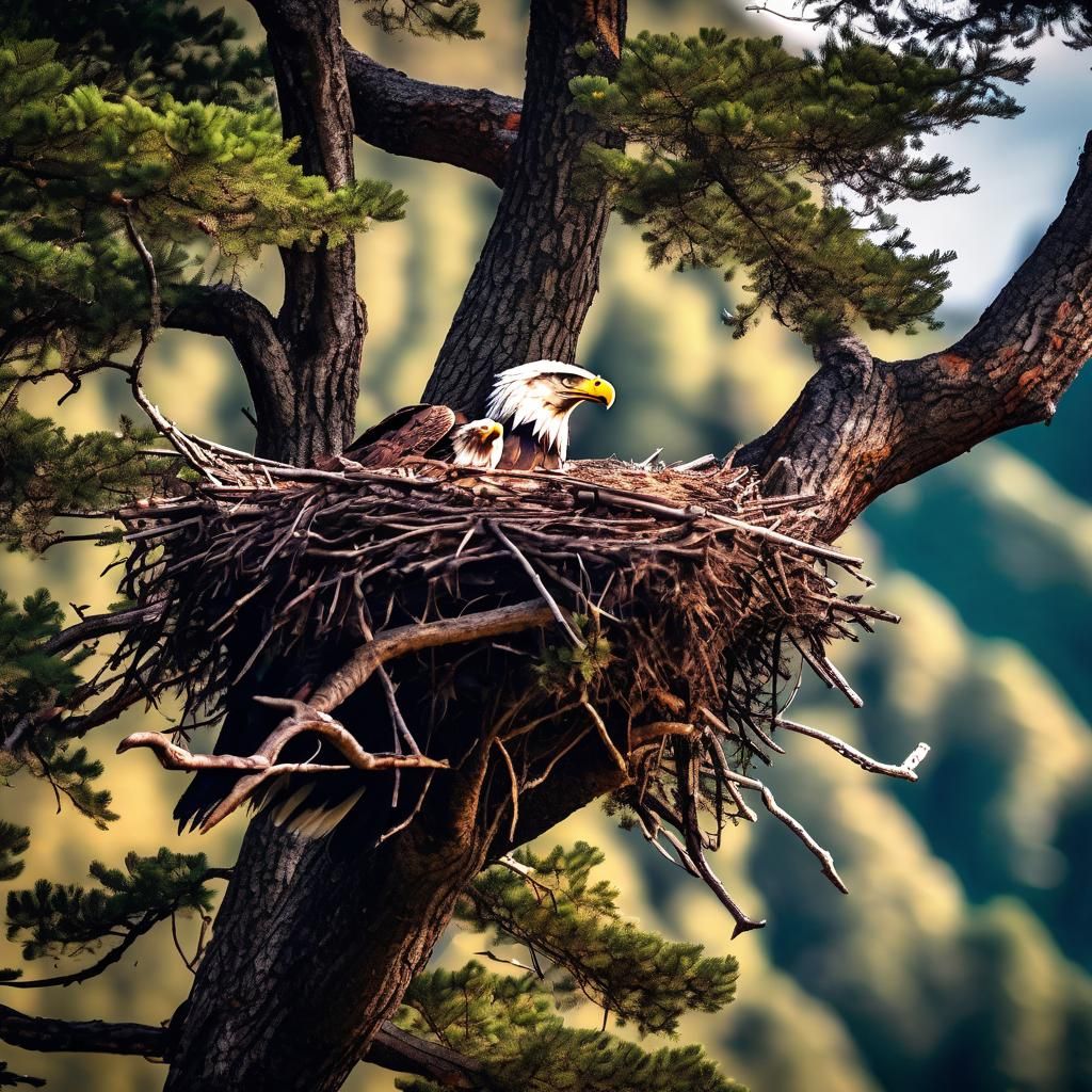 Spectacular Eagle Nest in Mountain Treetop