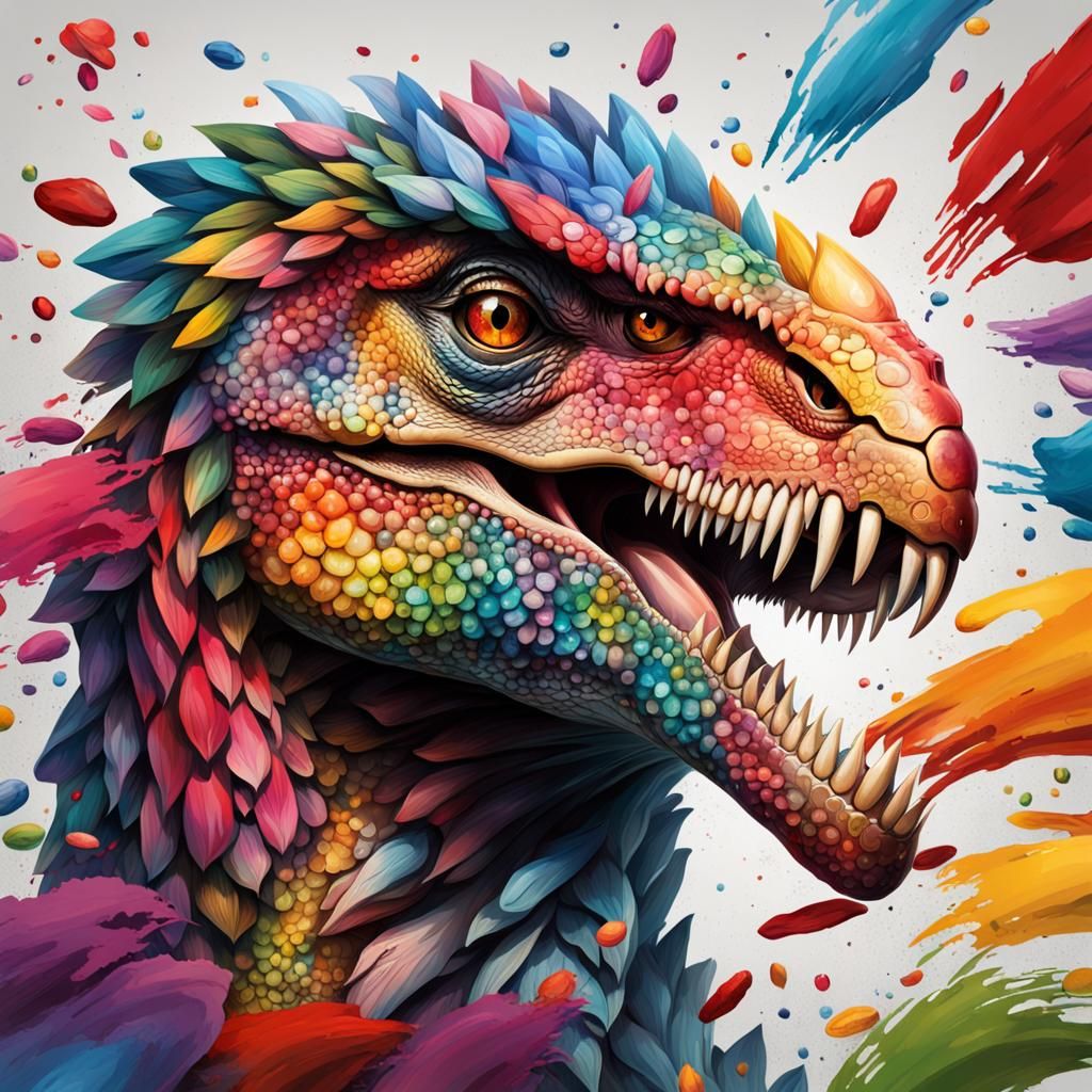 Dragon-Velociraptor Hybrid Eats Warrior in Splash Art