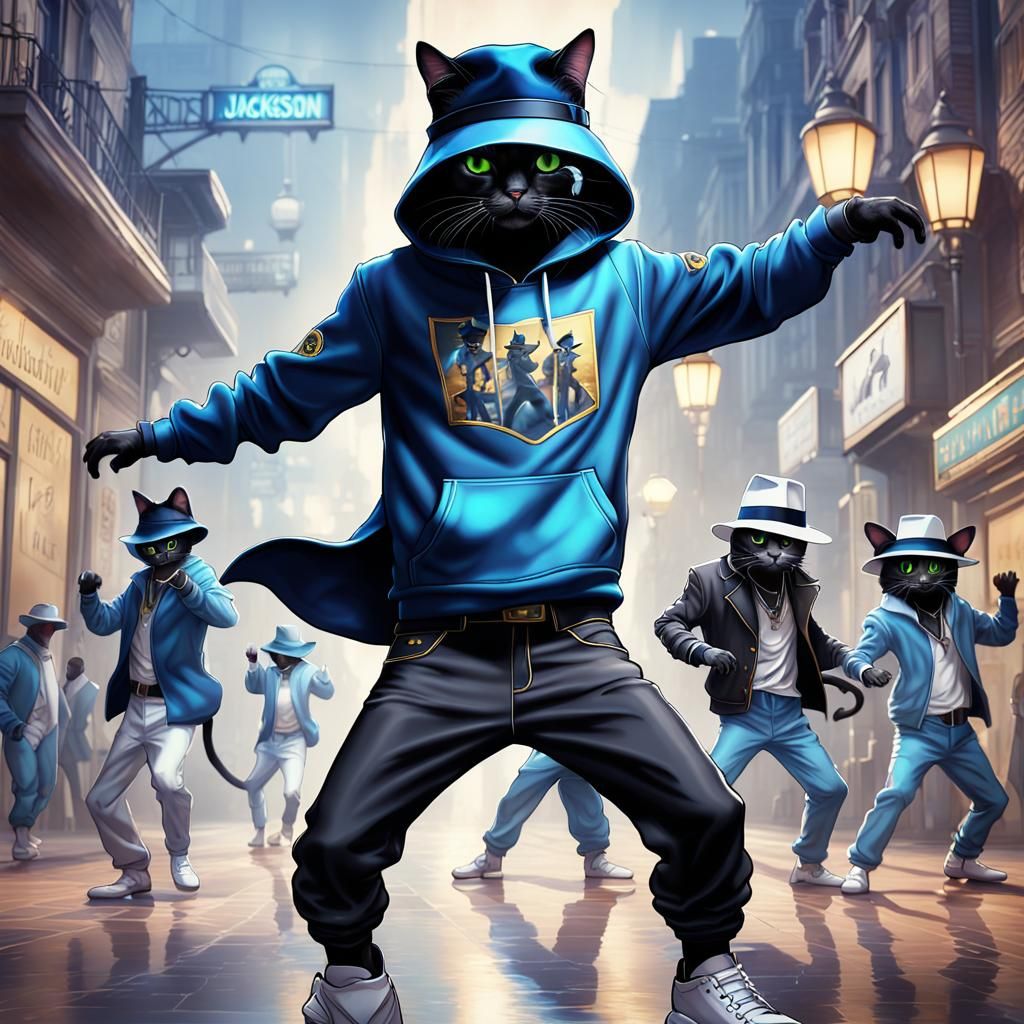Cat Does Smooth Criminal Dance, Detailed Digital Art