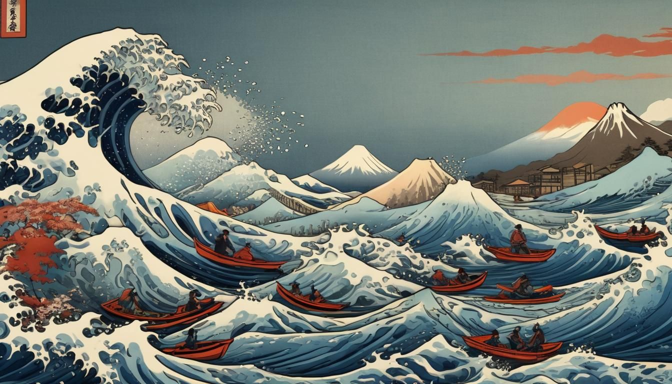 Great Wave off Kanagawa: Vibrant Ukiyo-e Print