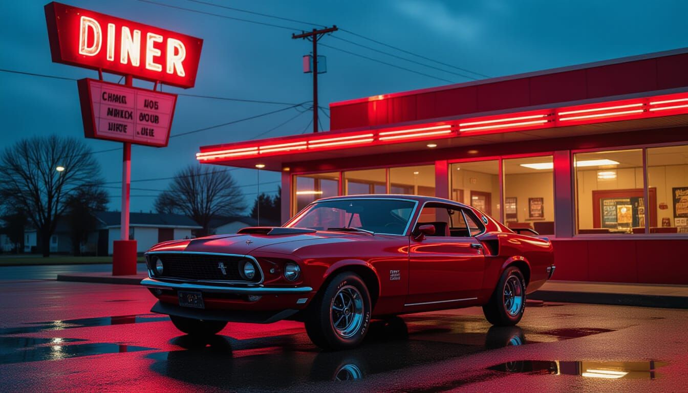 1969 Mustang at Neon Diner