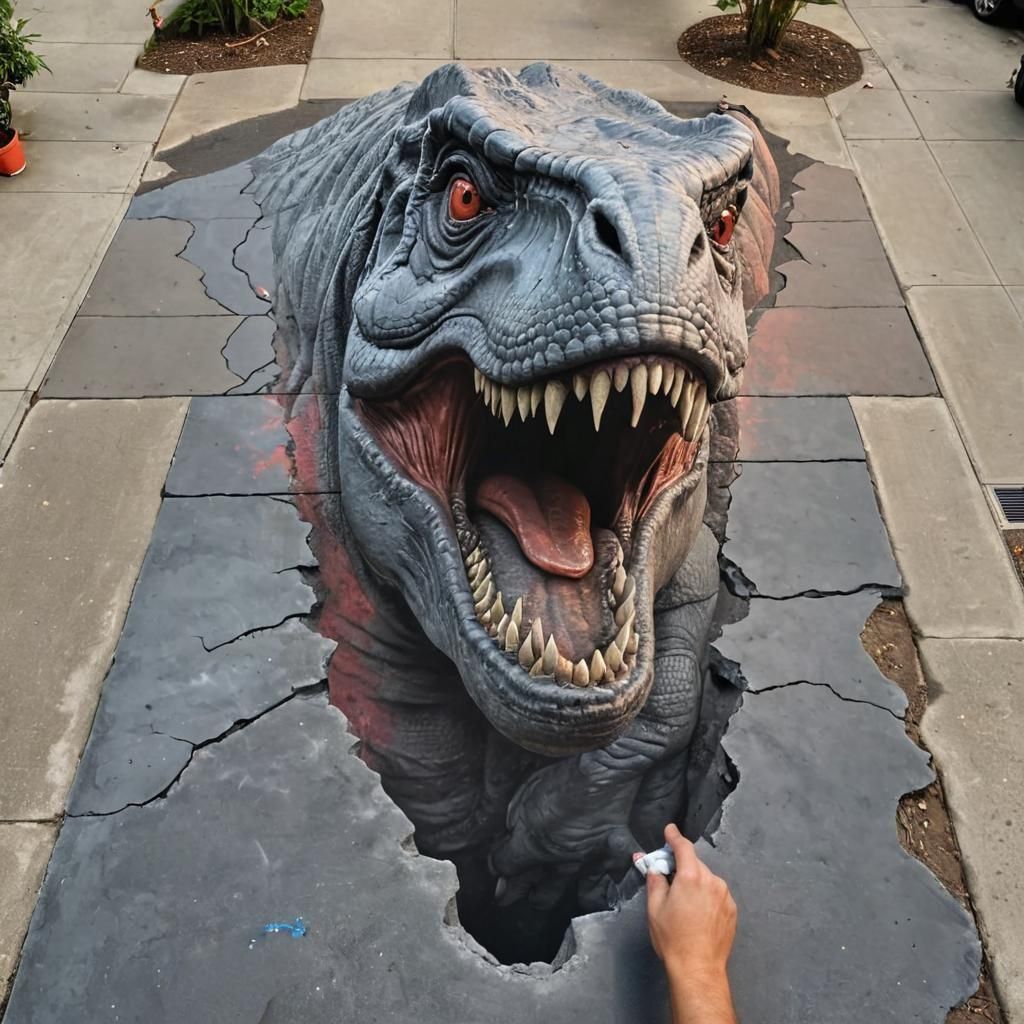 Is it real? Or is it Optical Illusion Sidewalk Chalk?