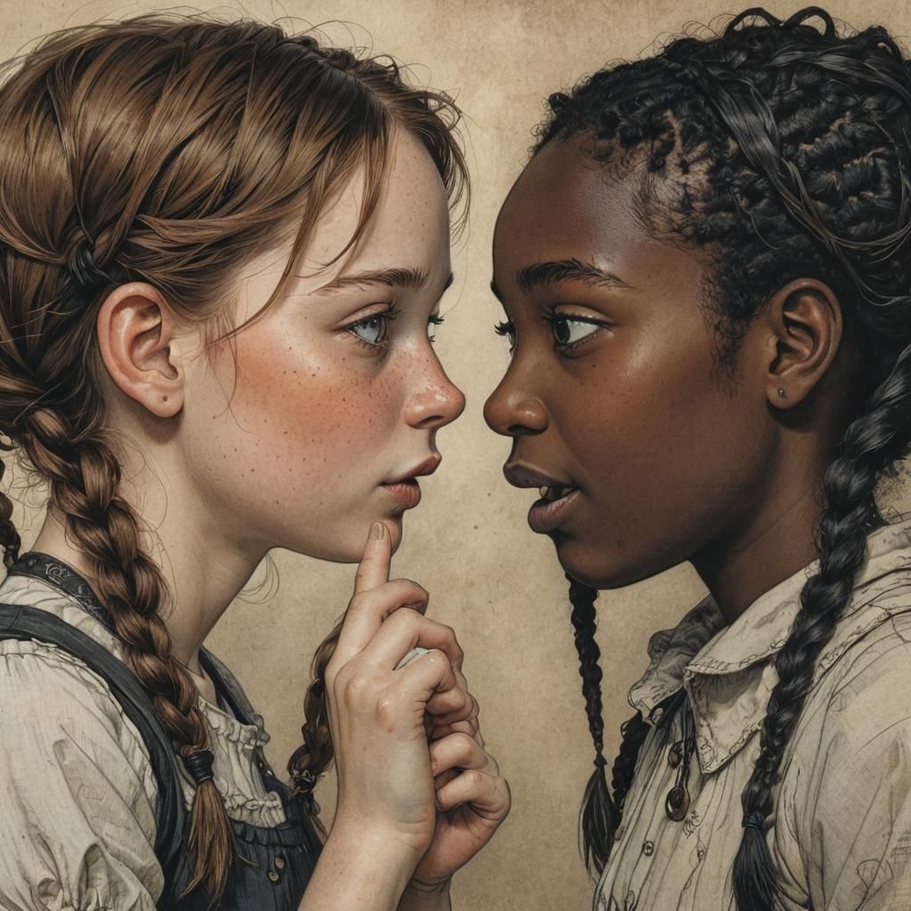 Friends Sharing Secrets in Expressive Illustration Style