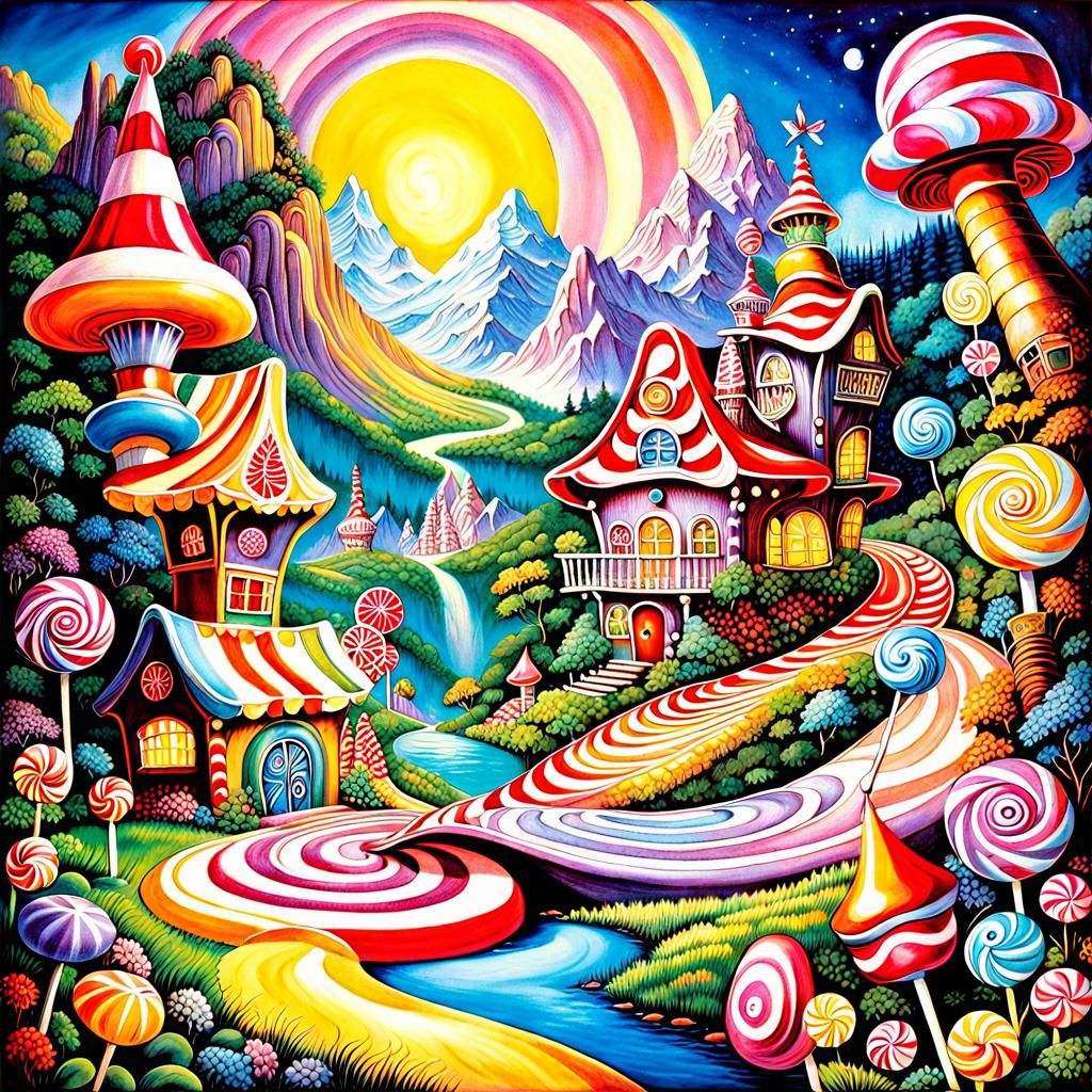 Vintage Candy Land Board Game Illustration