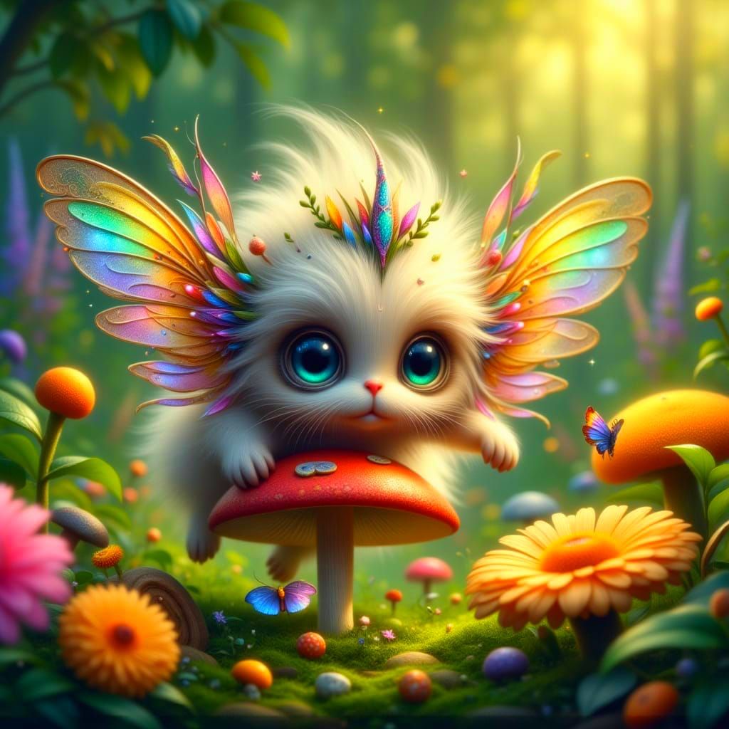 Whimsical Puffling in Enchanted Forest