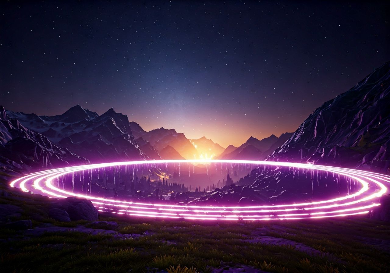 Mystical Valley Enclosed by Glowing Magical Barrier