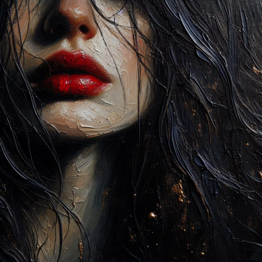 Ethereal Woman in Dark Oil Painting