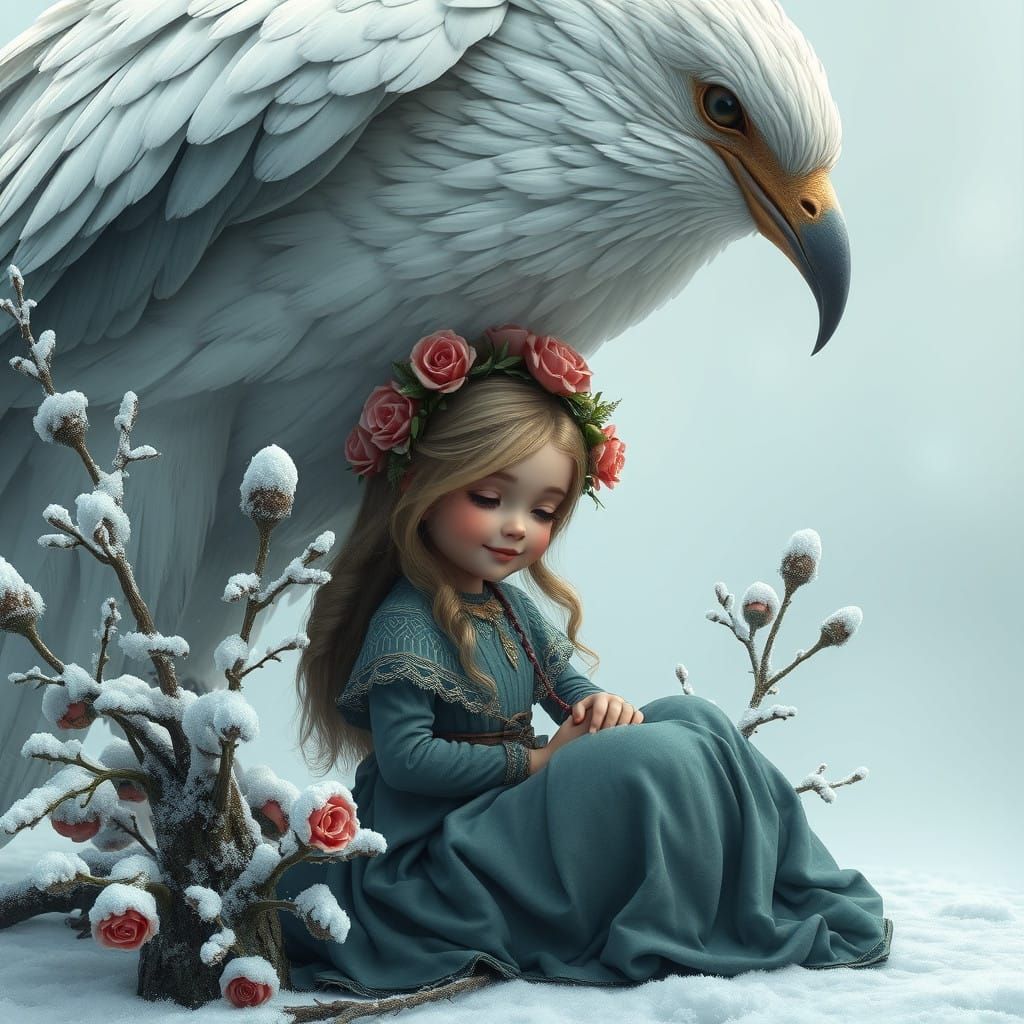 Serene Dwarf Maiden in Winter Wonderland