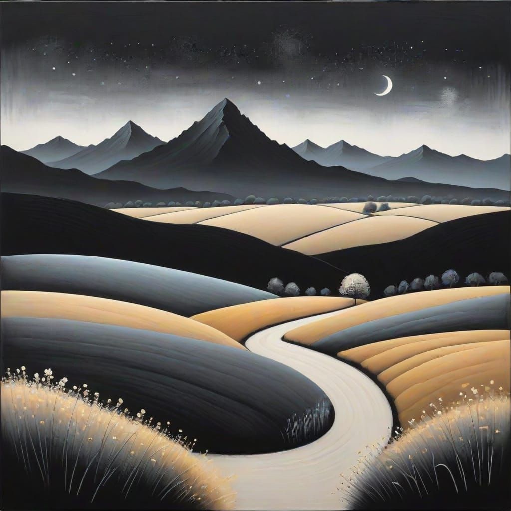 Minimalist Surreal Landscape in Chalk Pastel