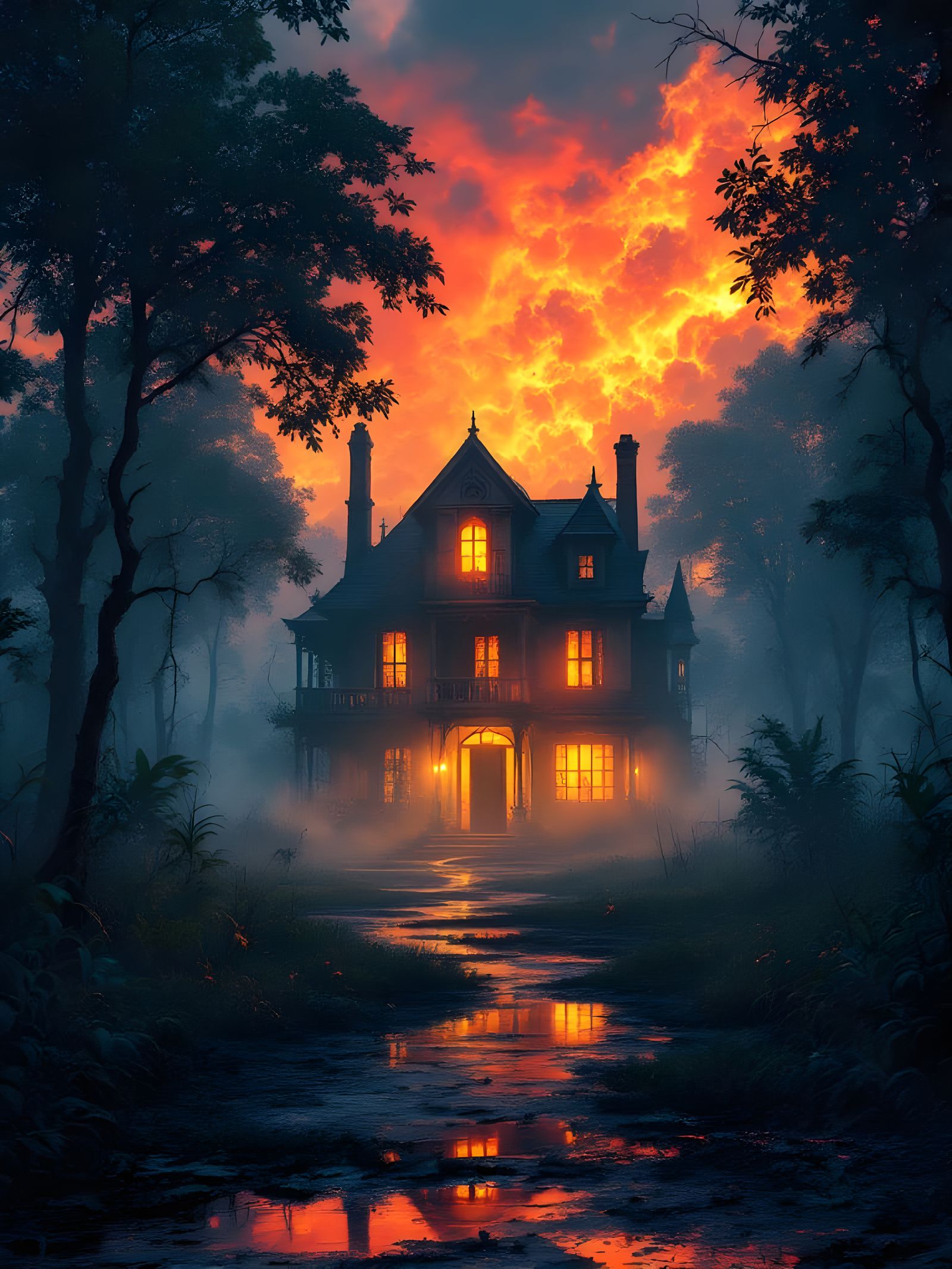 Sunset on Fire 2 (Derelict in the Swamp)