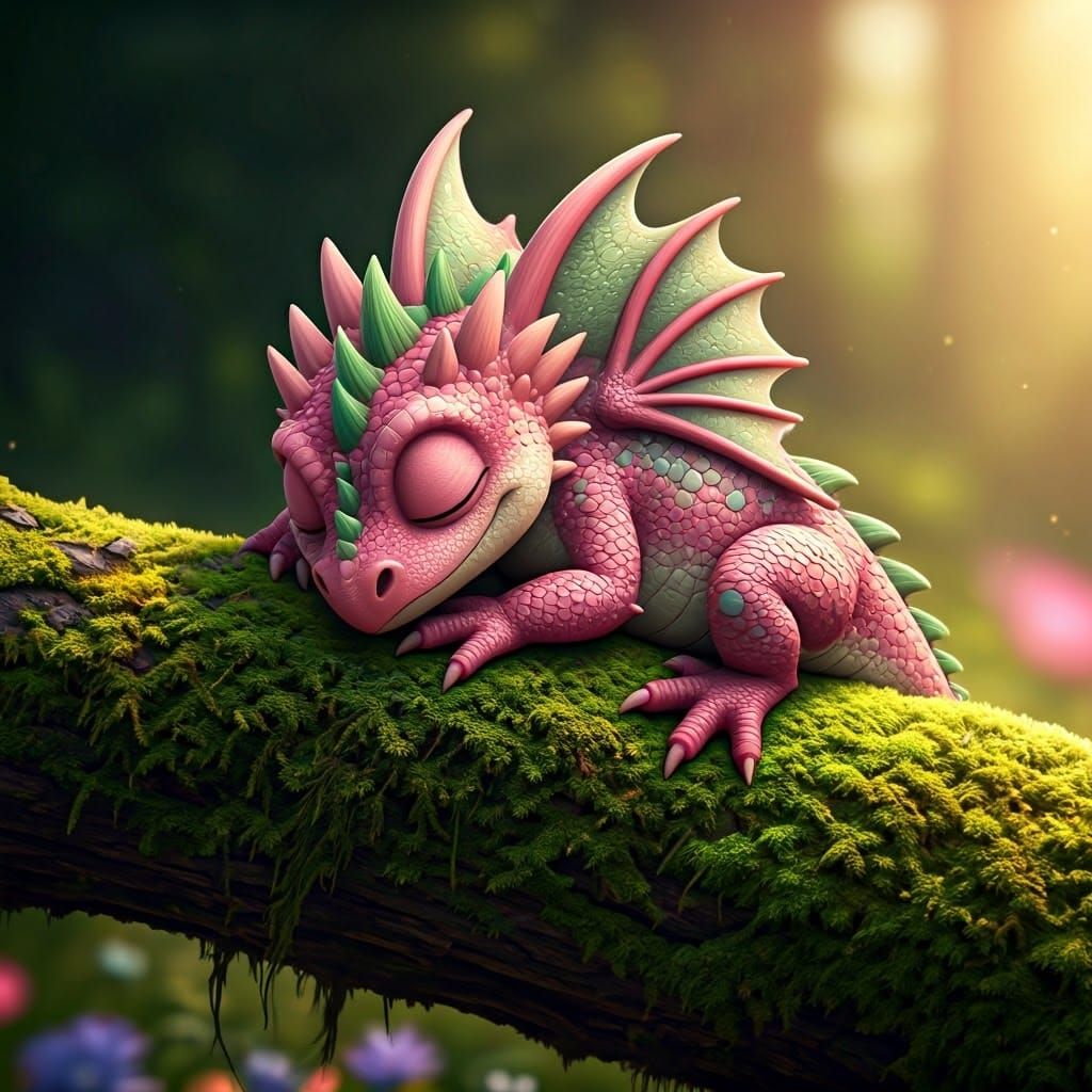 Sleeping Dragon in Disney Pixar Style