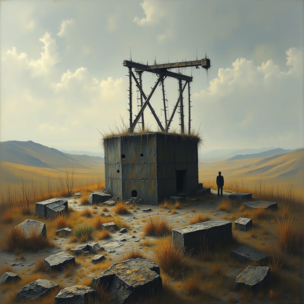 Abandoned Well in Dystopian Landscape
