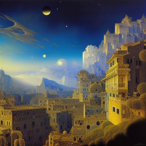 Celestial Ink Drawing with Volumetric Lighting