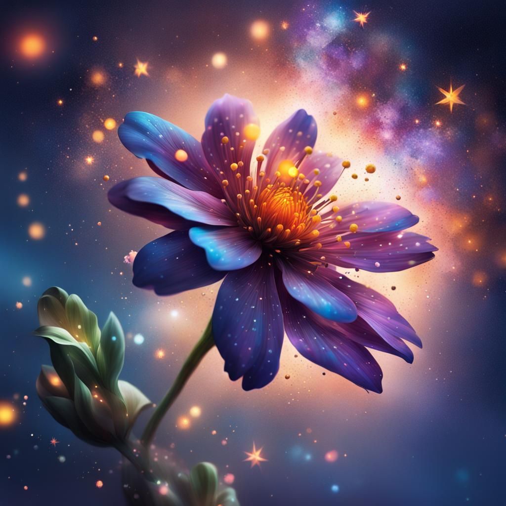 Magical Flowers Amongst Galaxy Stars: Splash Art