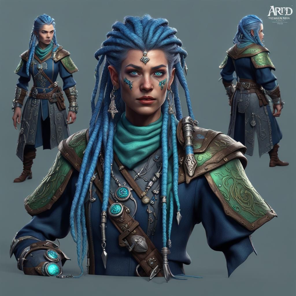 Female Triton Swashbuckler Rogue Warlock Portrait