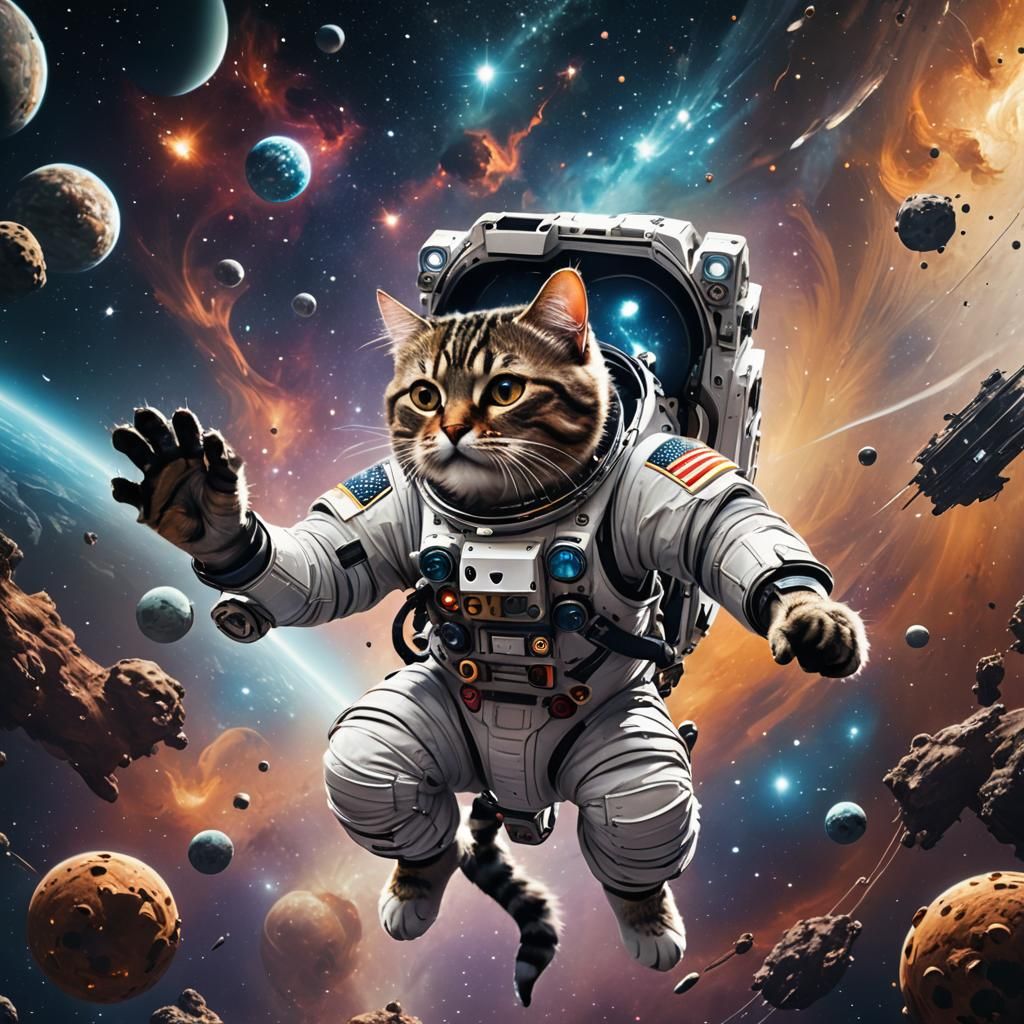 Cat in Space Suit: Detailed Fantasy Art