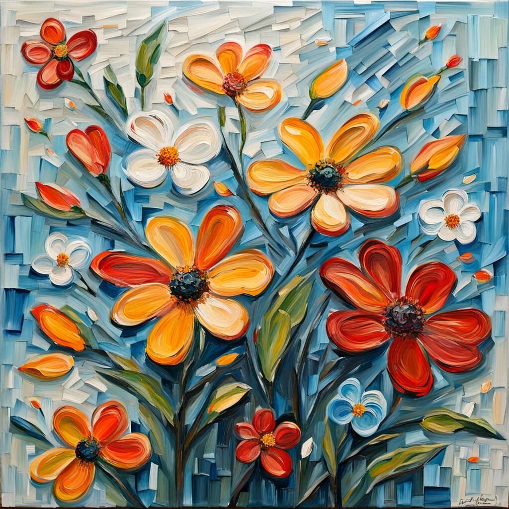 Abstract Impasto Painting with Thick Texture