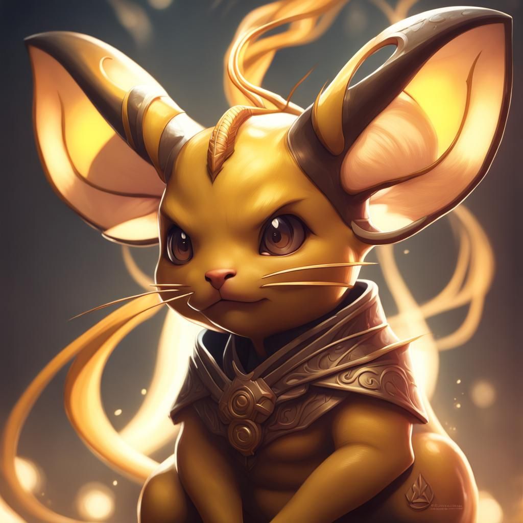 Demon Raichu Portrait in Hyperdetailed Digital Art Style