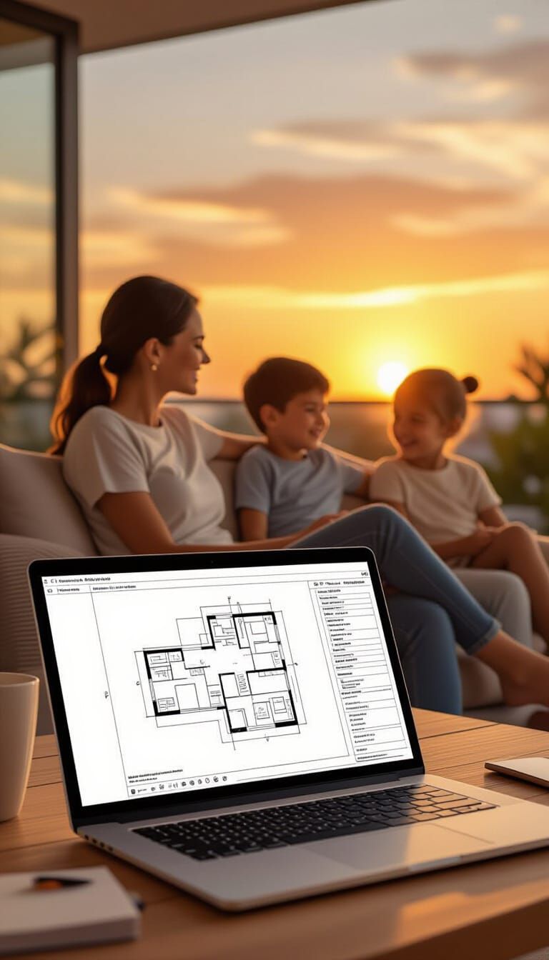 Architect Relaxes With Family In Golden Hour Light