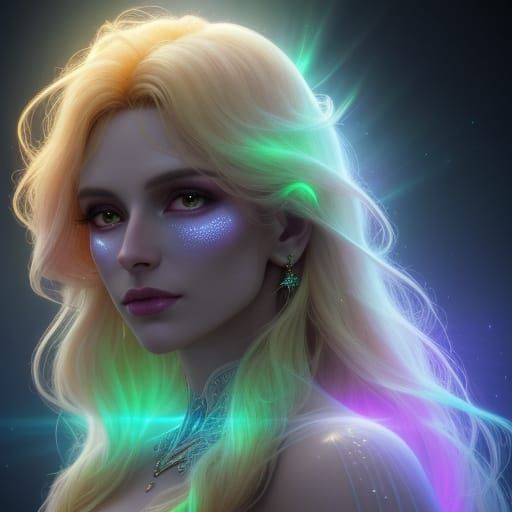 Voskora Alludra in Kirlian Photography with God Rays