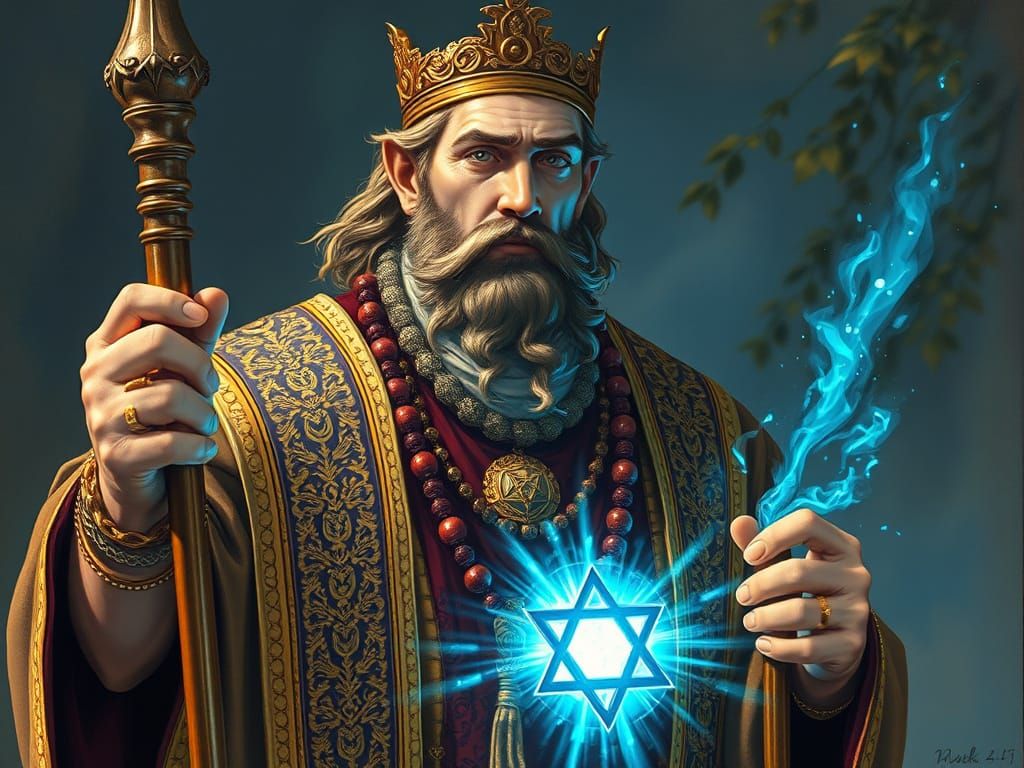 King David in Ornate Robes with Ethereal Aura