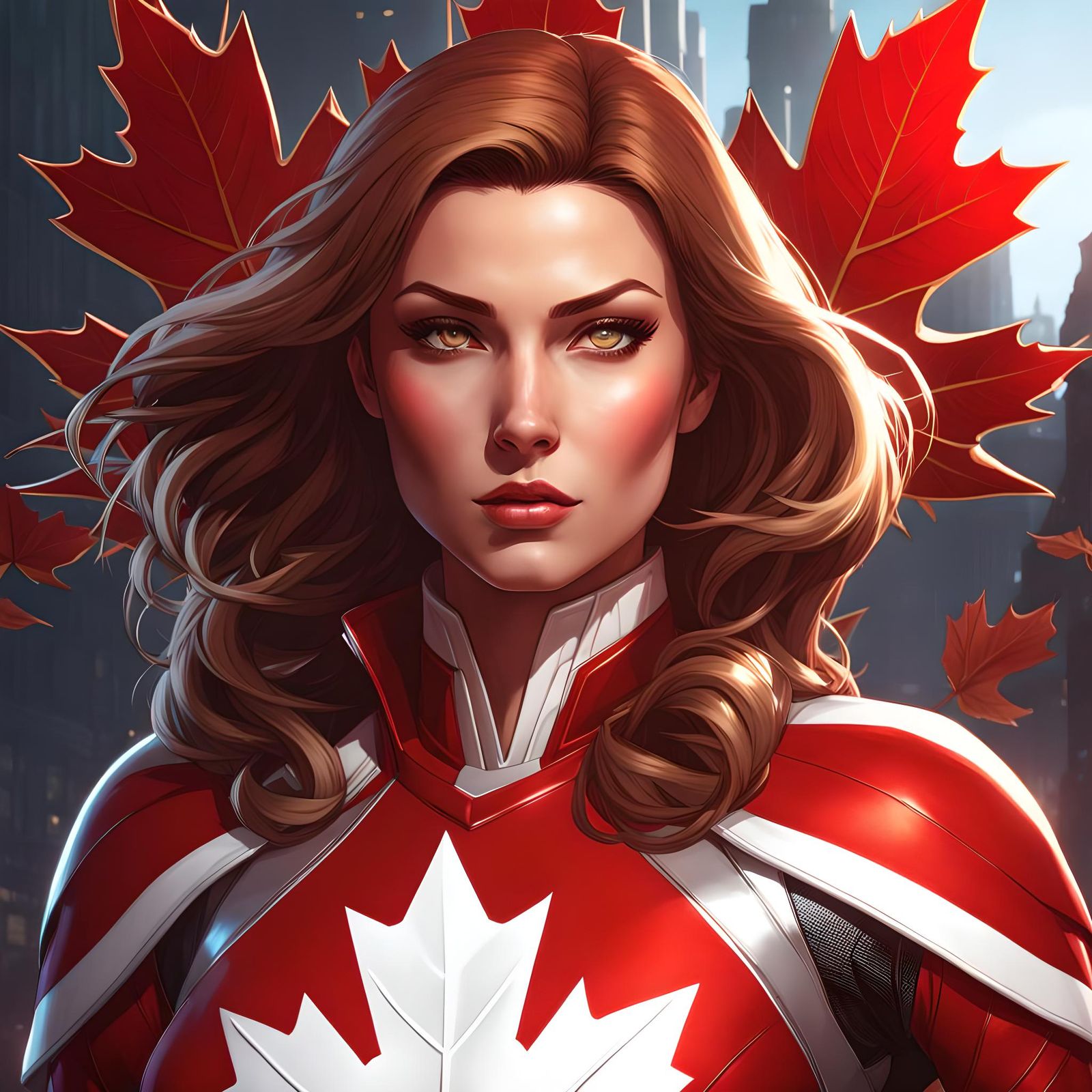 Canadian Superheroine Portrait in Art Nouveau Style