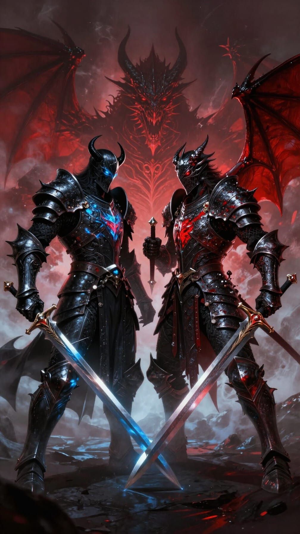 Epic Fantasy Knights Clash in Dramatic Combat