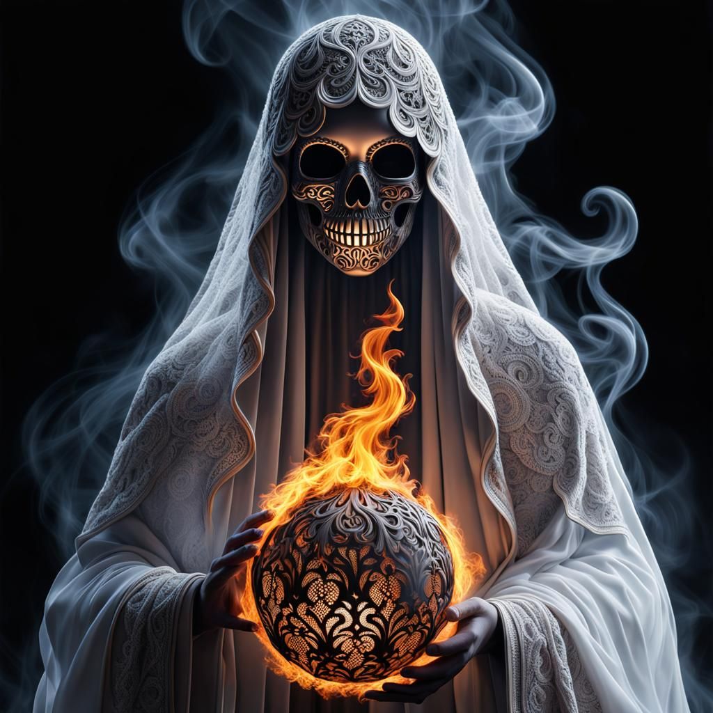 Ethereal Lace Ghost in a Burning Landscape