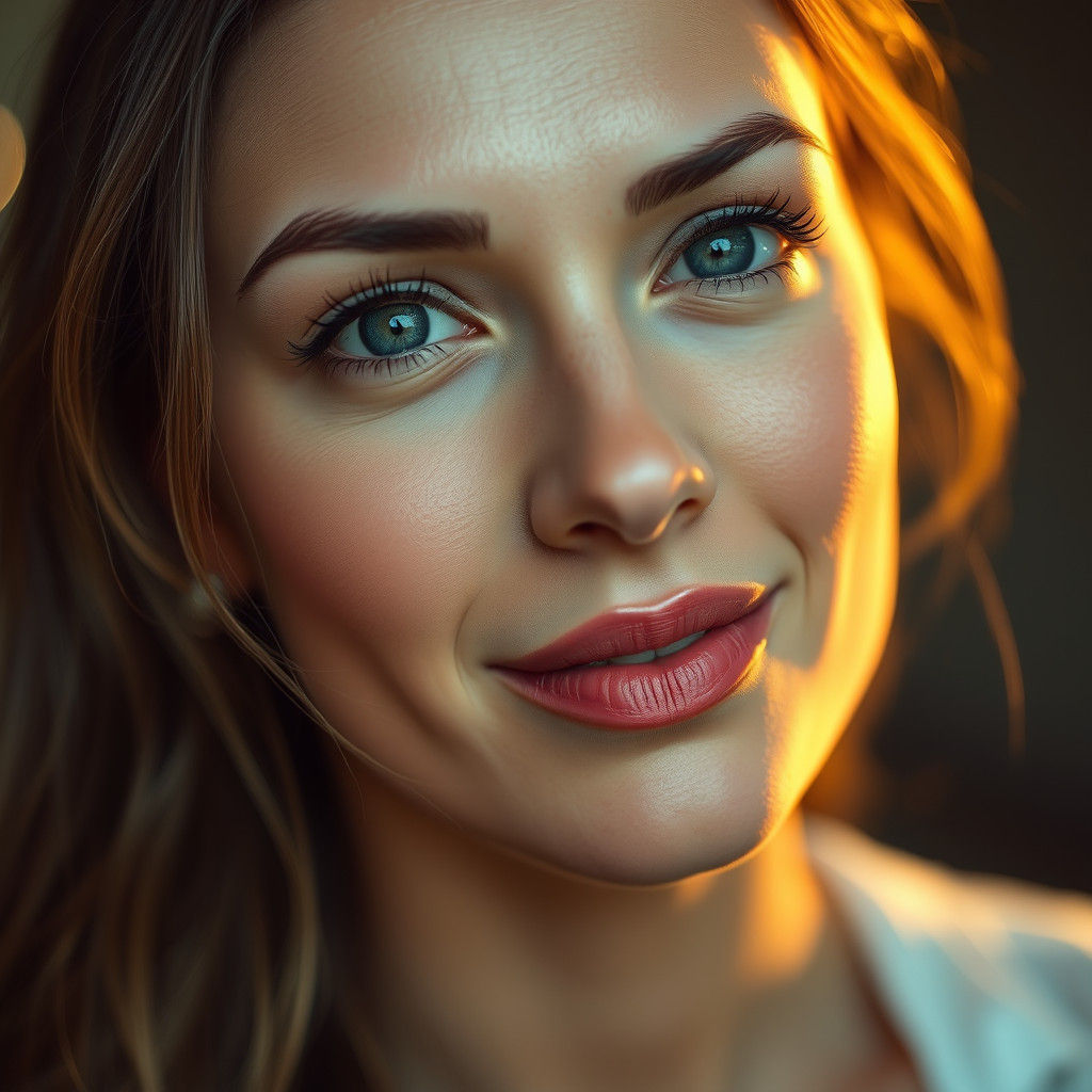 Dreamy Portrait of Woman with Gentle Smile