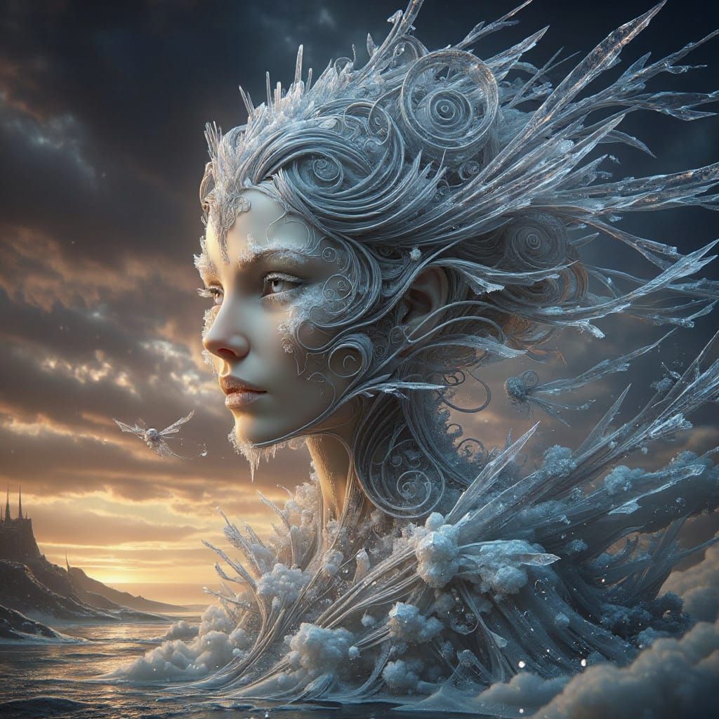 Ice Queen: An Intricate Crystal Portrait