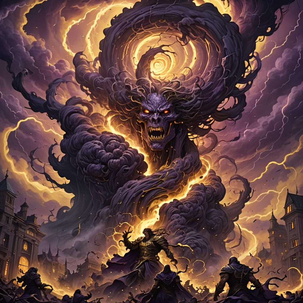 Dark Fantasy Tornado of Souls in Art Nouveau Style