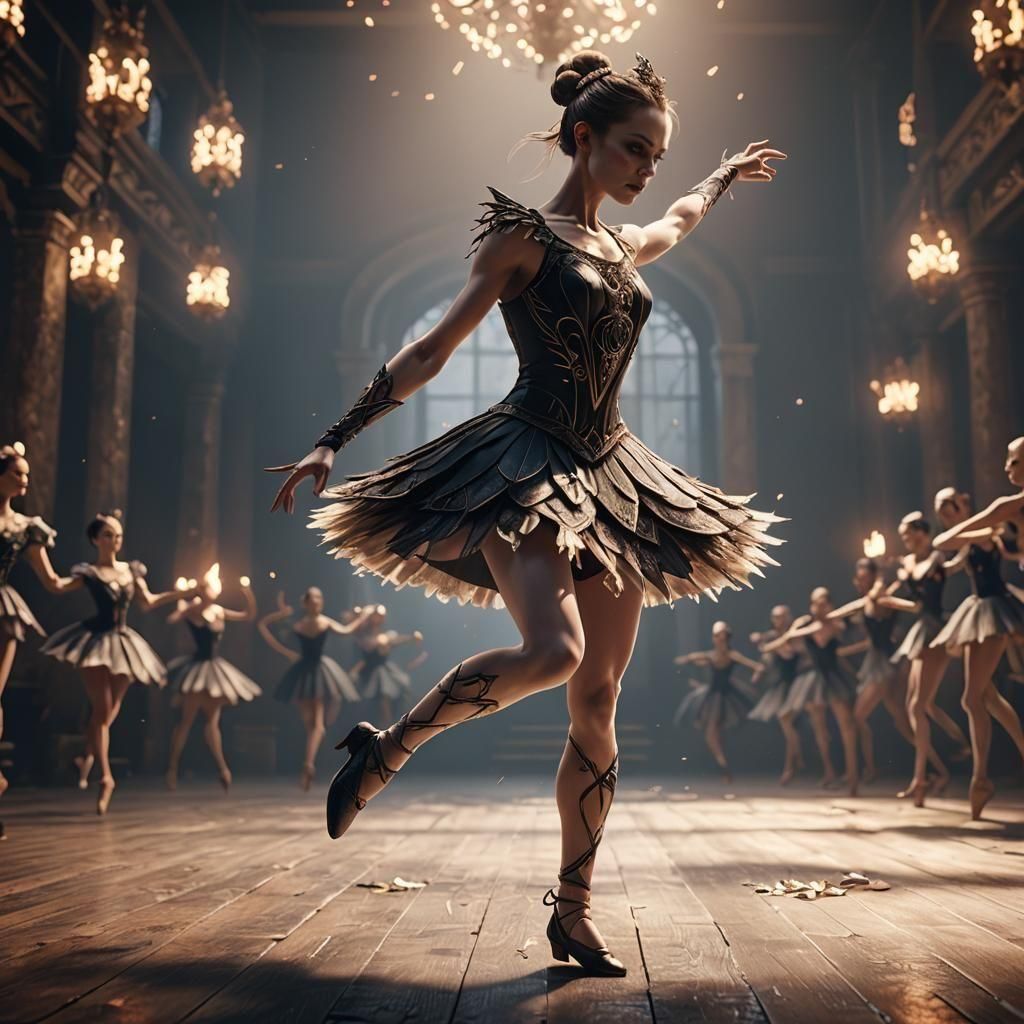 Evil Ballet Dancer in 3D Game Cinematic Style