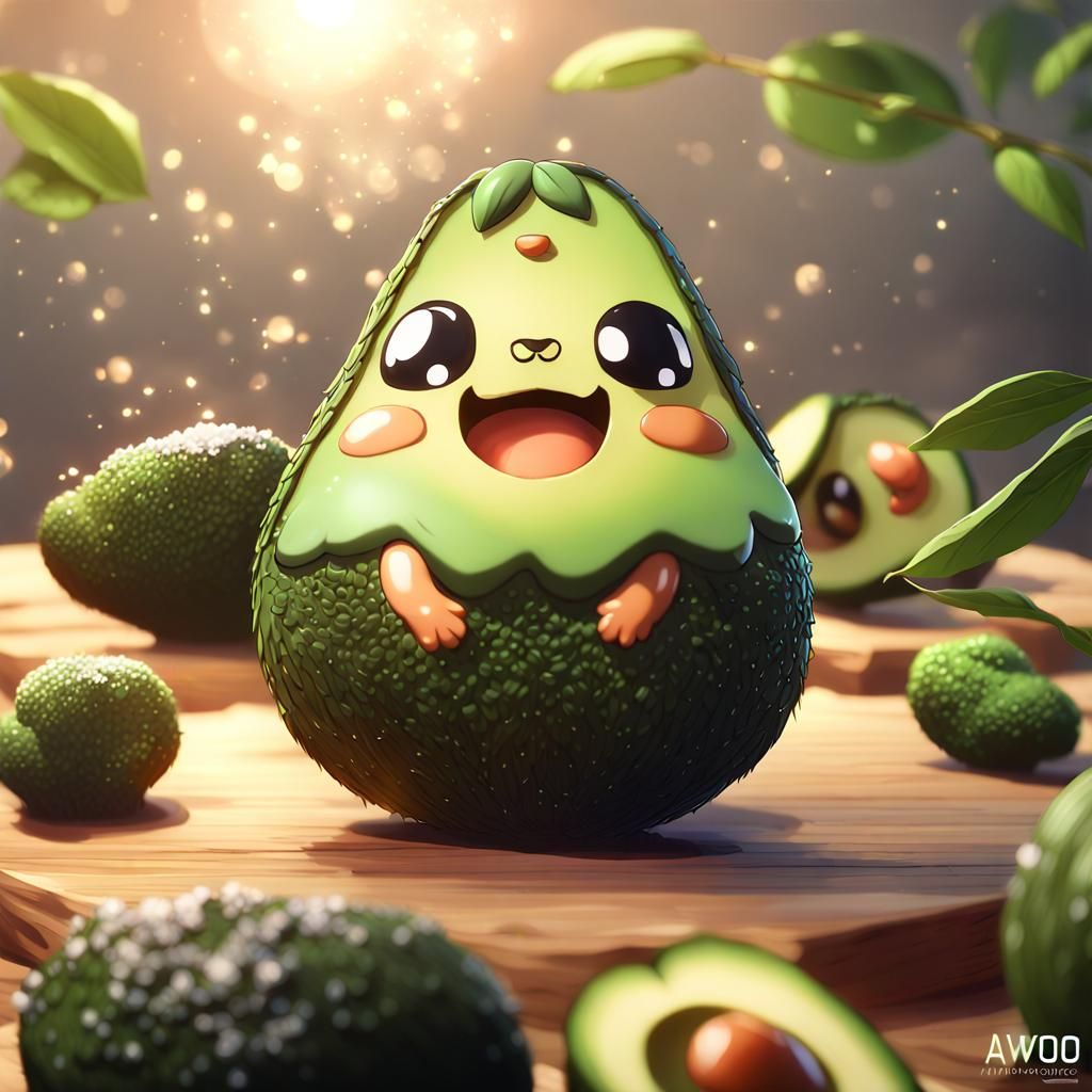 Chibi Avocado in 3D Anime Art Style