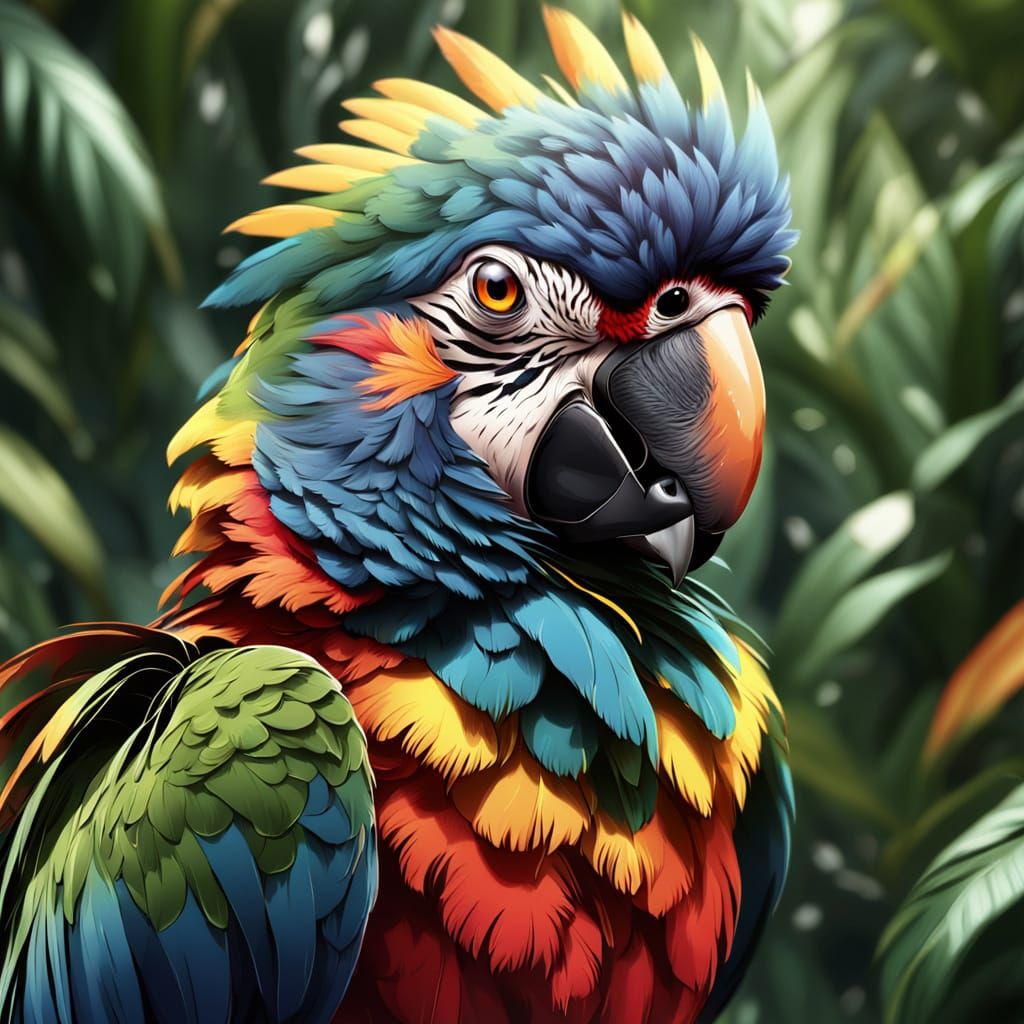Aggressive Parrot Squawking Fiercely in Vibrant Digital Art