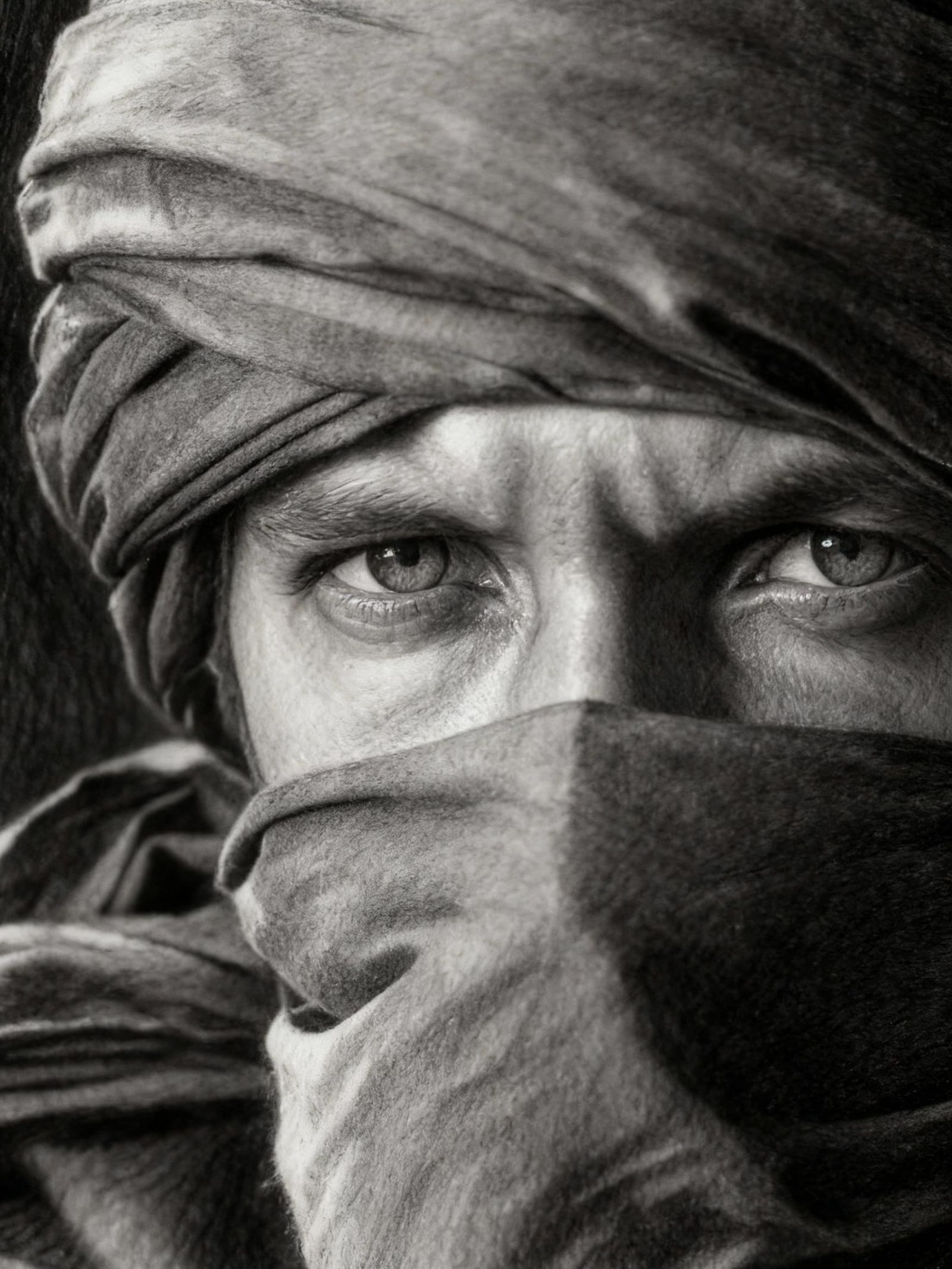 Close Up Portrait of a Tuareg Man in Ambient Light
