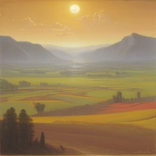 Golden Landscape in Oil Painting Style
