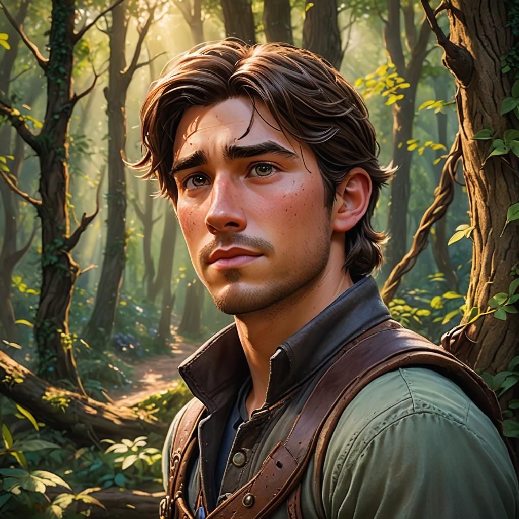 A young man resembling Flynn Rider from Disney’s Tangled, fo...