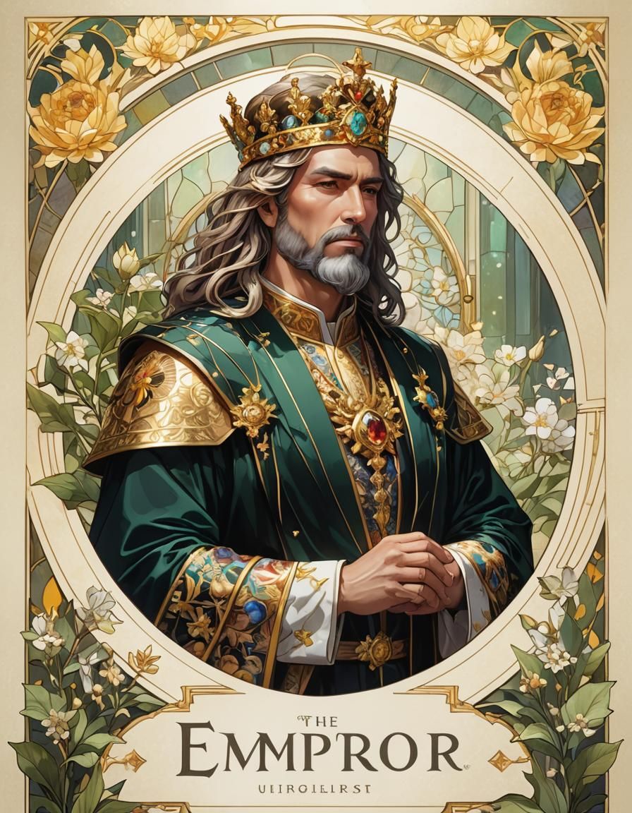 Legendary King in Stained Glass Garden: Hyper-Realistic Digi...