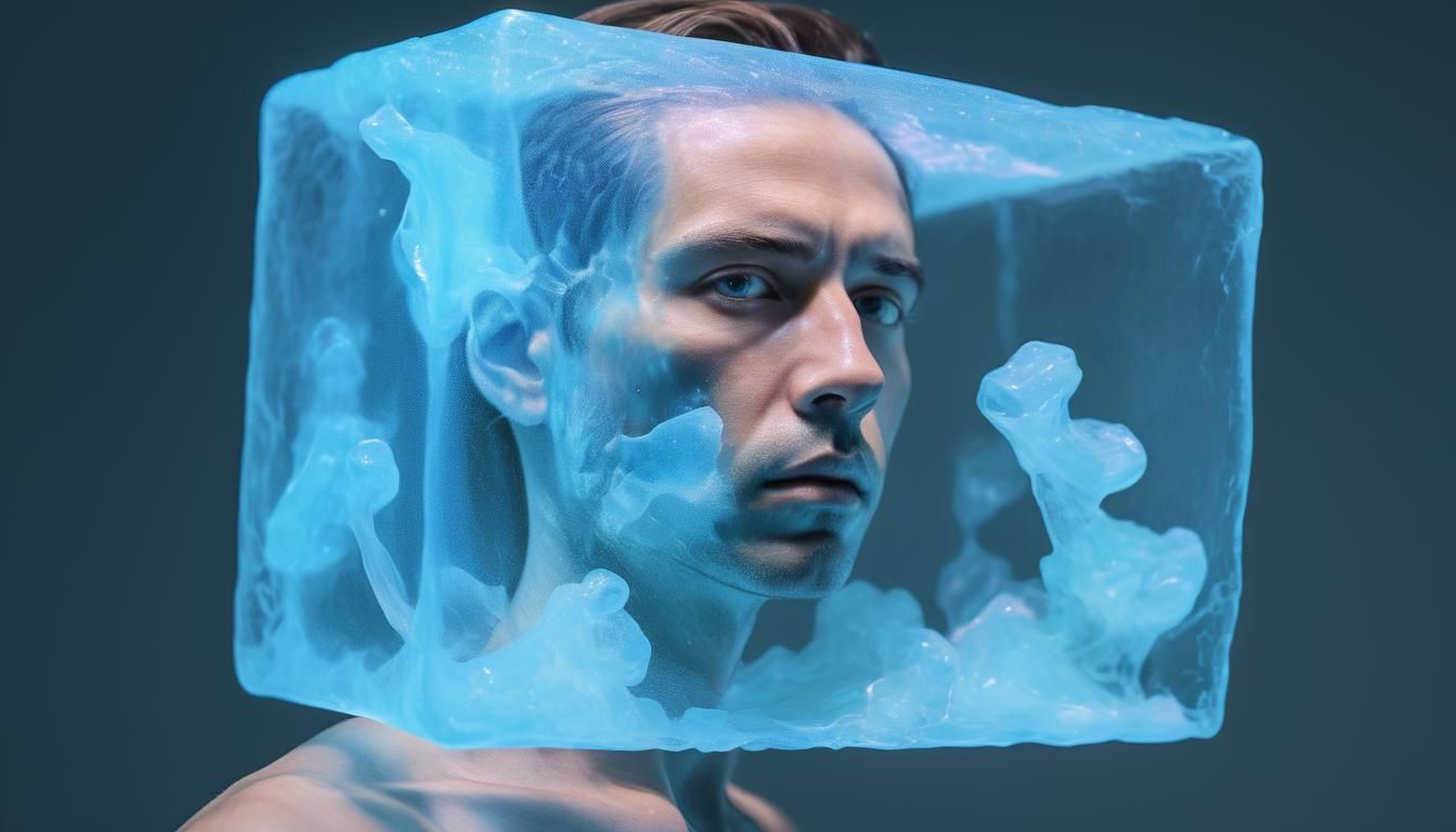 portrait of a sensitive human in aerogel