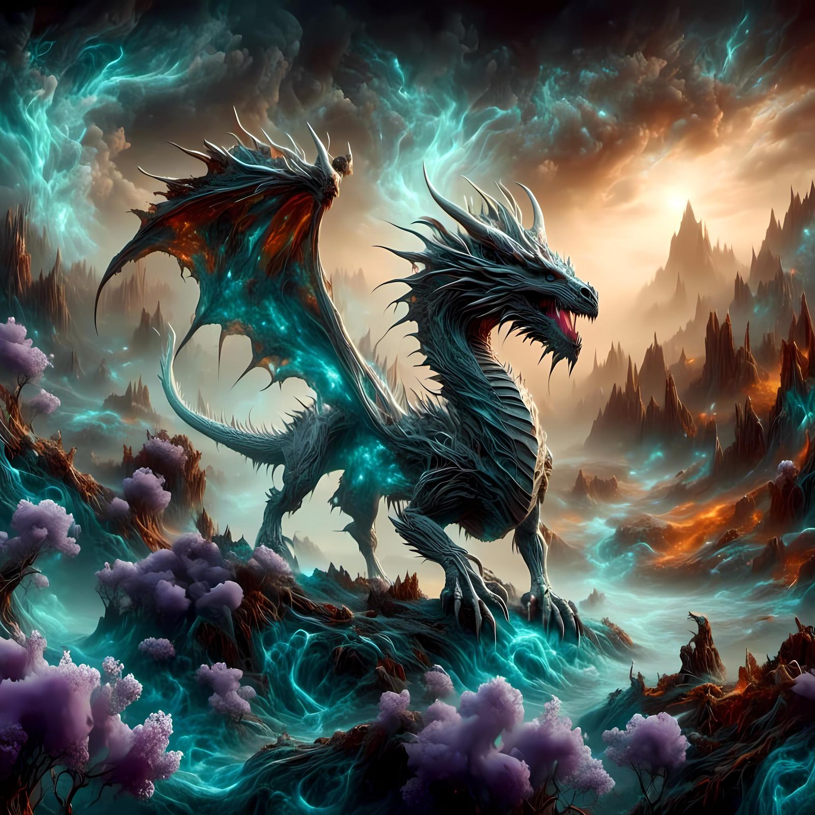 Prismatic White Walker Dragon in Alcohol Inks