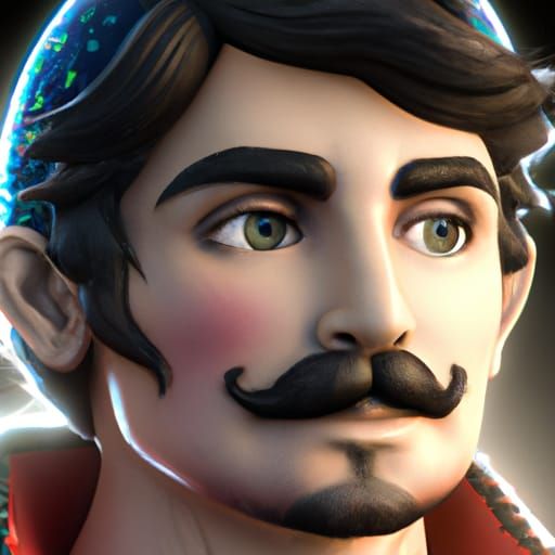 Hyperdetailed Portrait of Mario in Art Nouveau Style