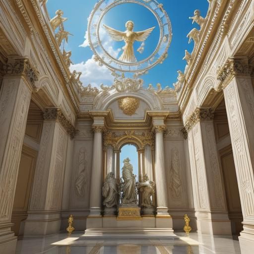 Baroque Stone Statues in Golden Light