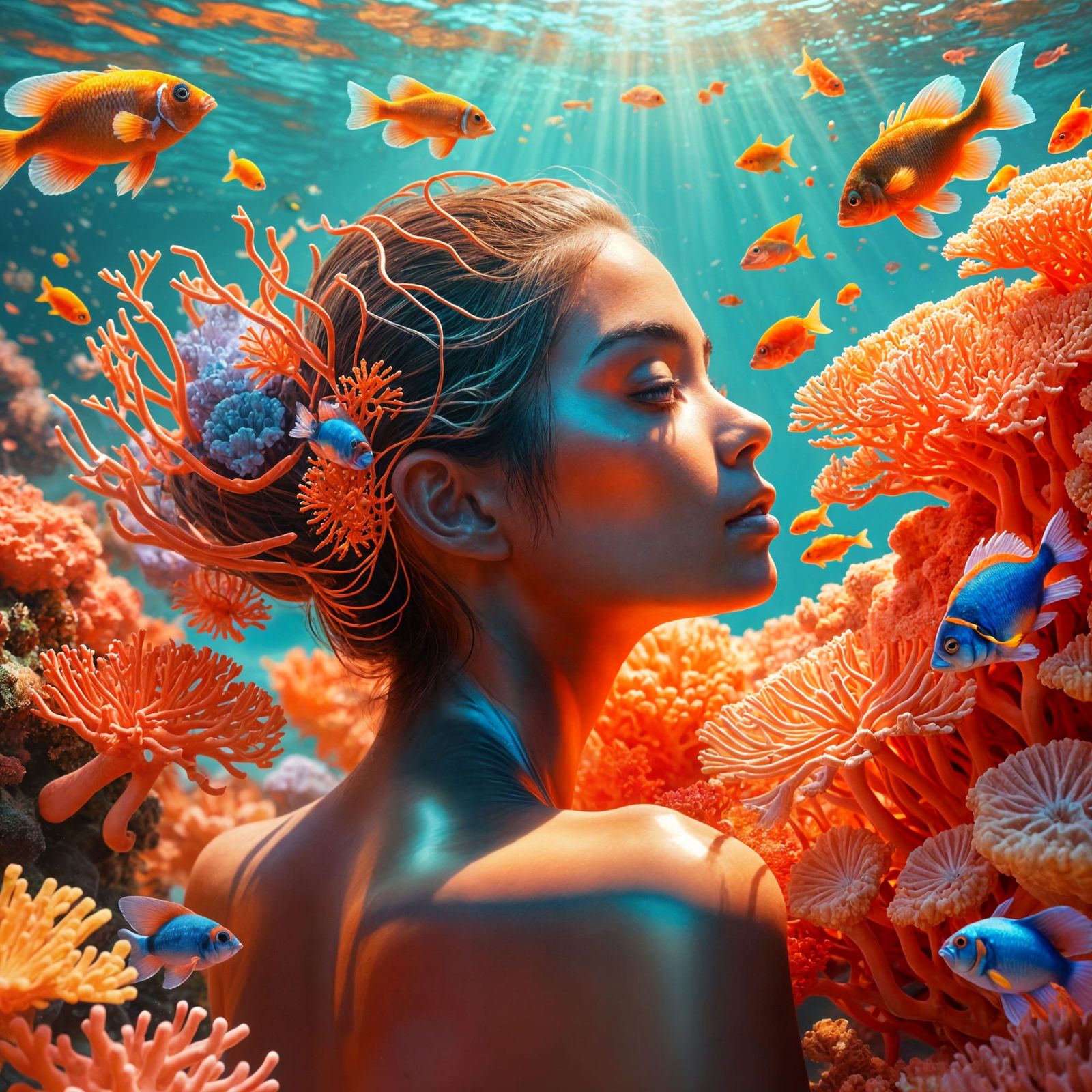 Coral Woman in a Tropical Reef