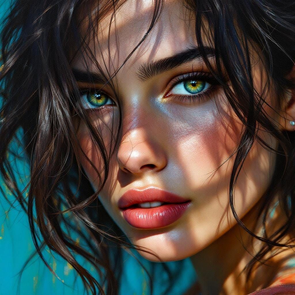 Vibrant Portrait of a Woman in Oil Painting Style