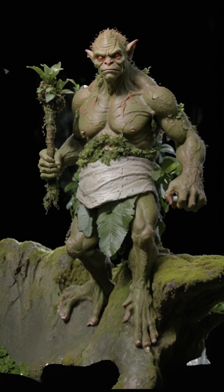 Hawaiian Goblin in Jungle, Fantasy Illustration