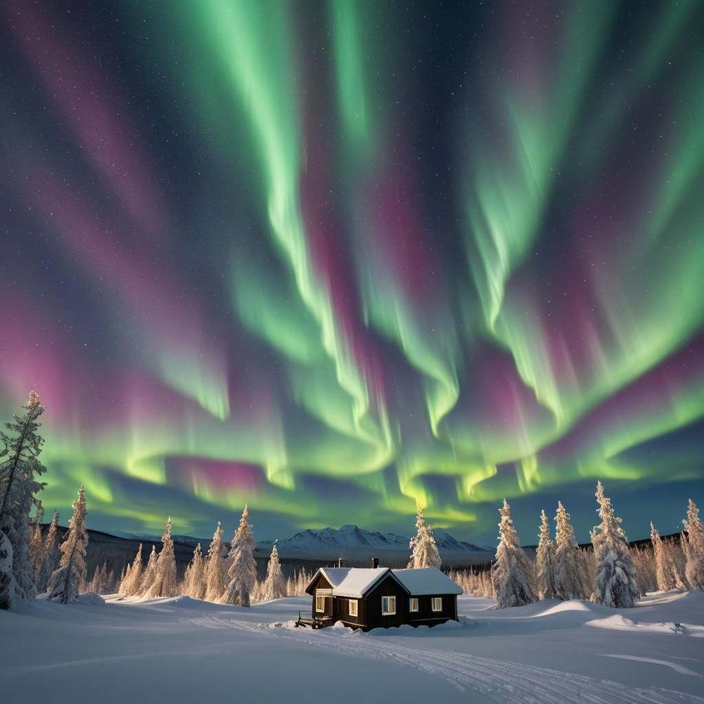 Vivid Northern Lights Display Over Polar Scene